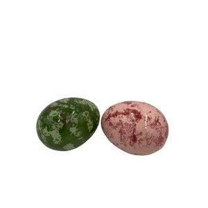 Vintage Hobbyist Hand Painted Ceramic Easter Eggs Speckled Green Pink EUC